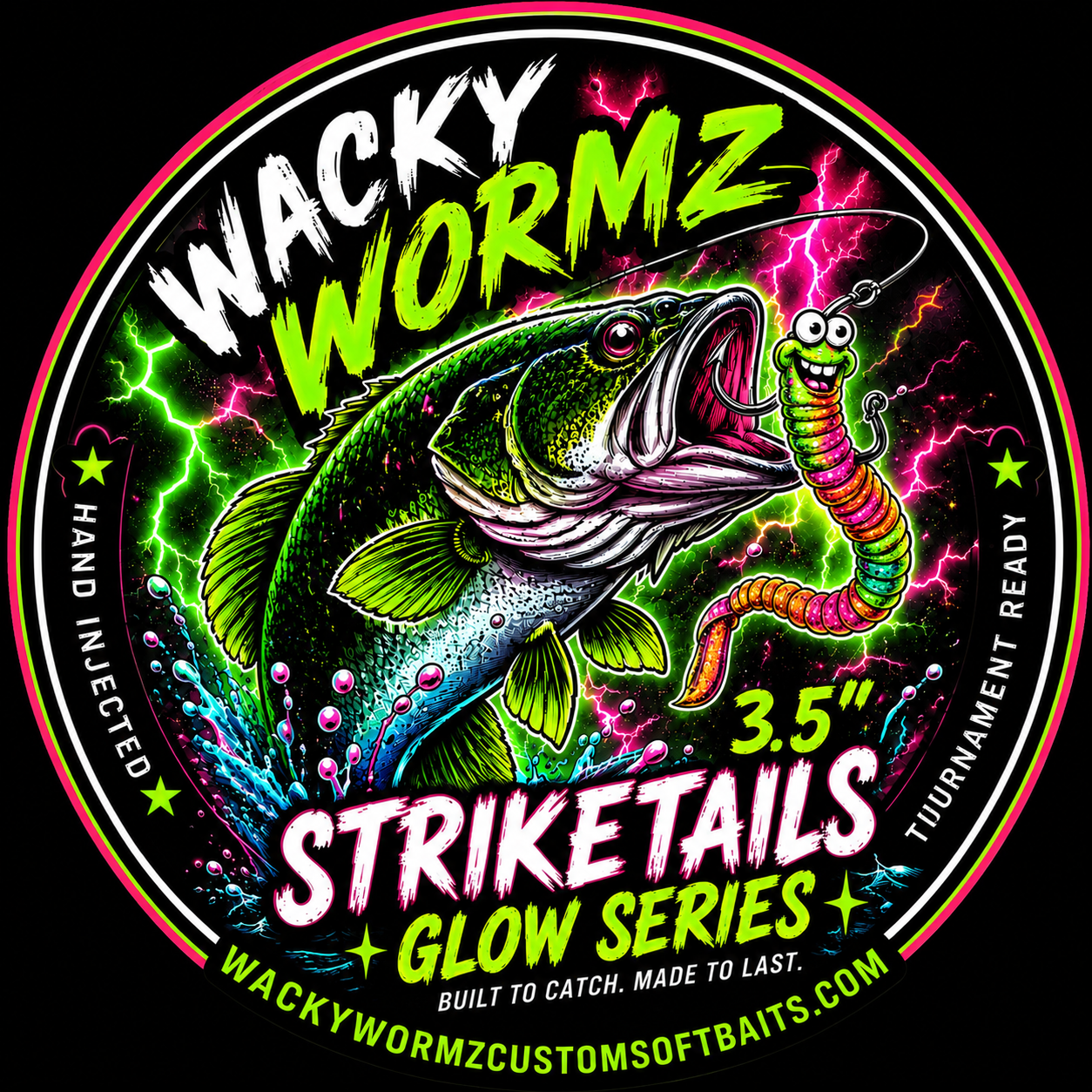 Wackys 3.5"Striketail Glow Series. 6 pack (Floating)